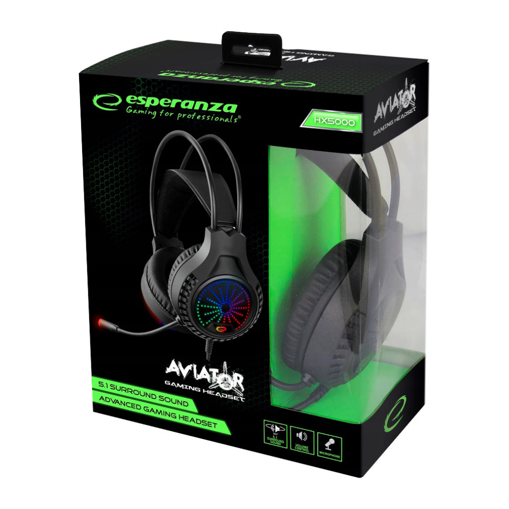 Навушники Esperanza Aviator RGB 5.1 Black (EGH5000) - зображення 4