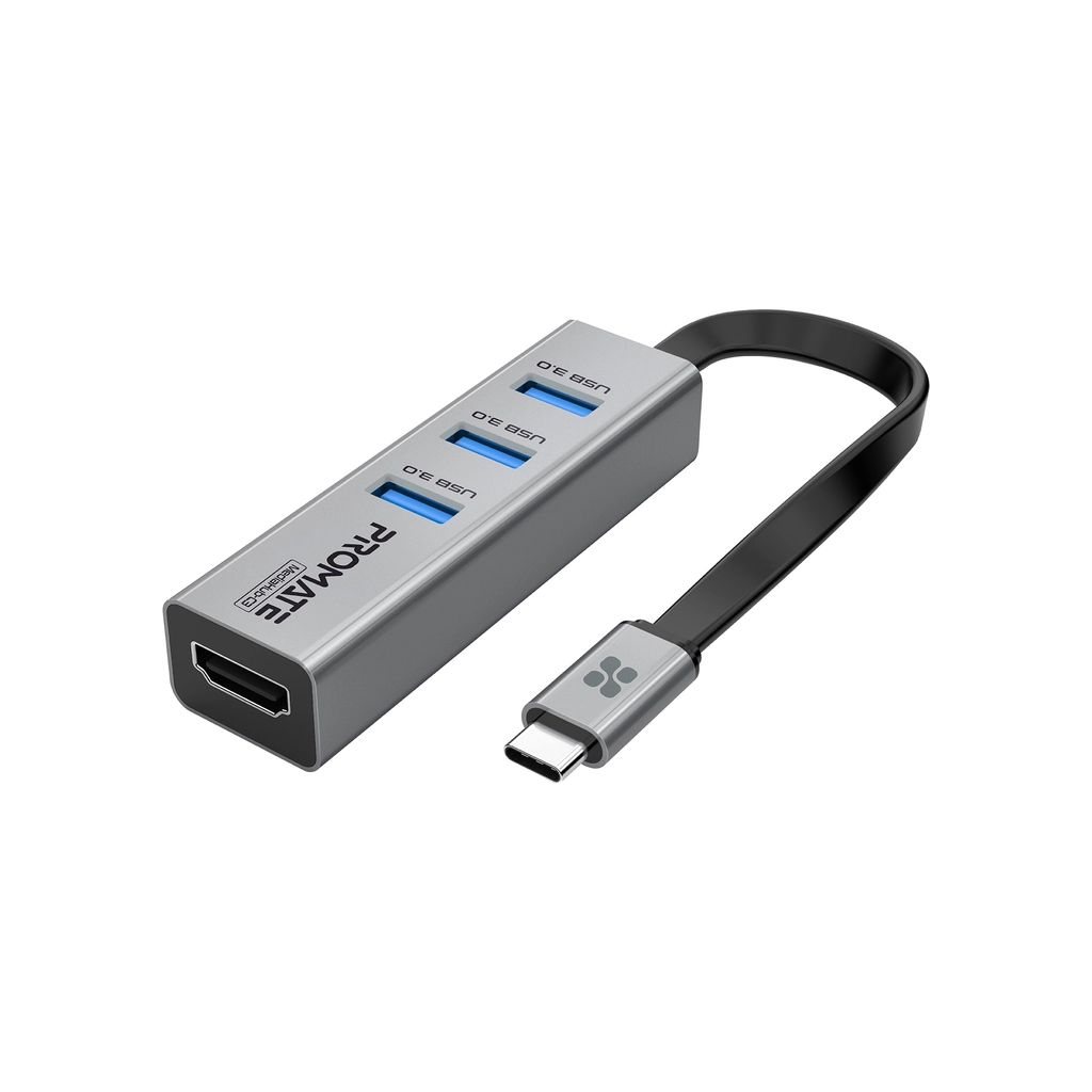 Концентратор Promate USB-C 4-in-1 порти Promate mediahub-c3.grey (mediahub-c3.grey) - зображення 1