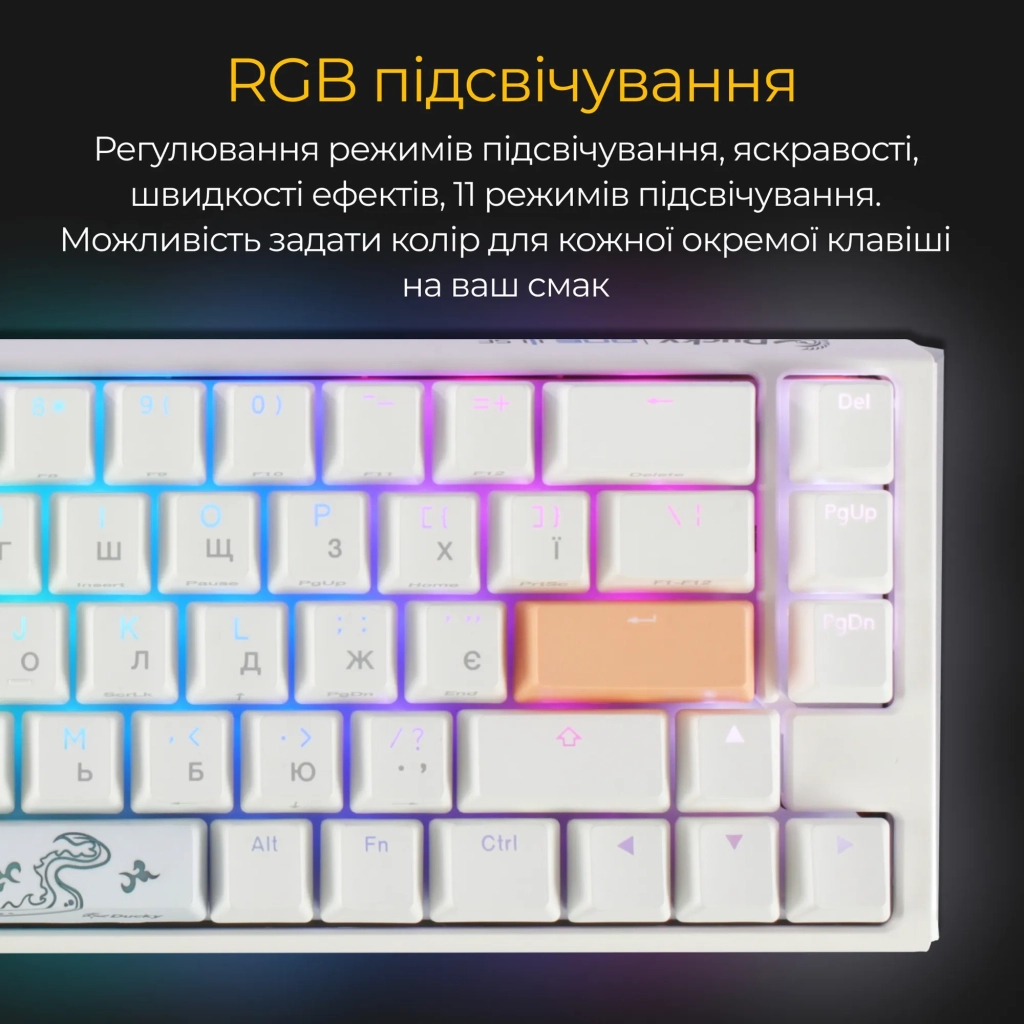 Клавіатура Ducky One 3 SF Cherry MX Red RGB UA USB White (DKON2167ST-RUAPXPWWWSC1) - зображення 3