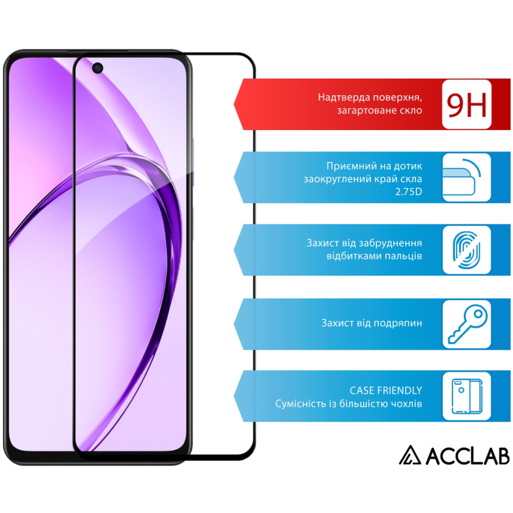 Скло захисне ACCLAB Full Glue Oppo A3 5G Black (1283126598876) - зображення 3