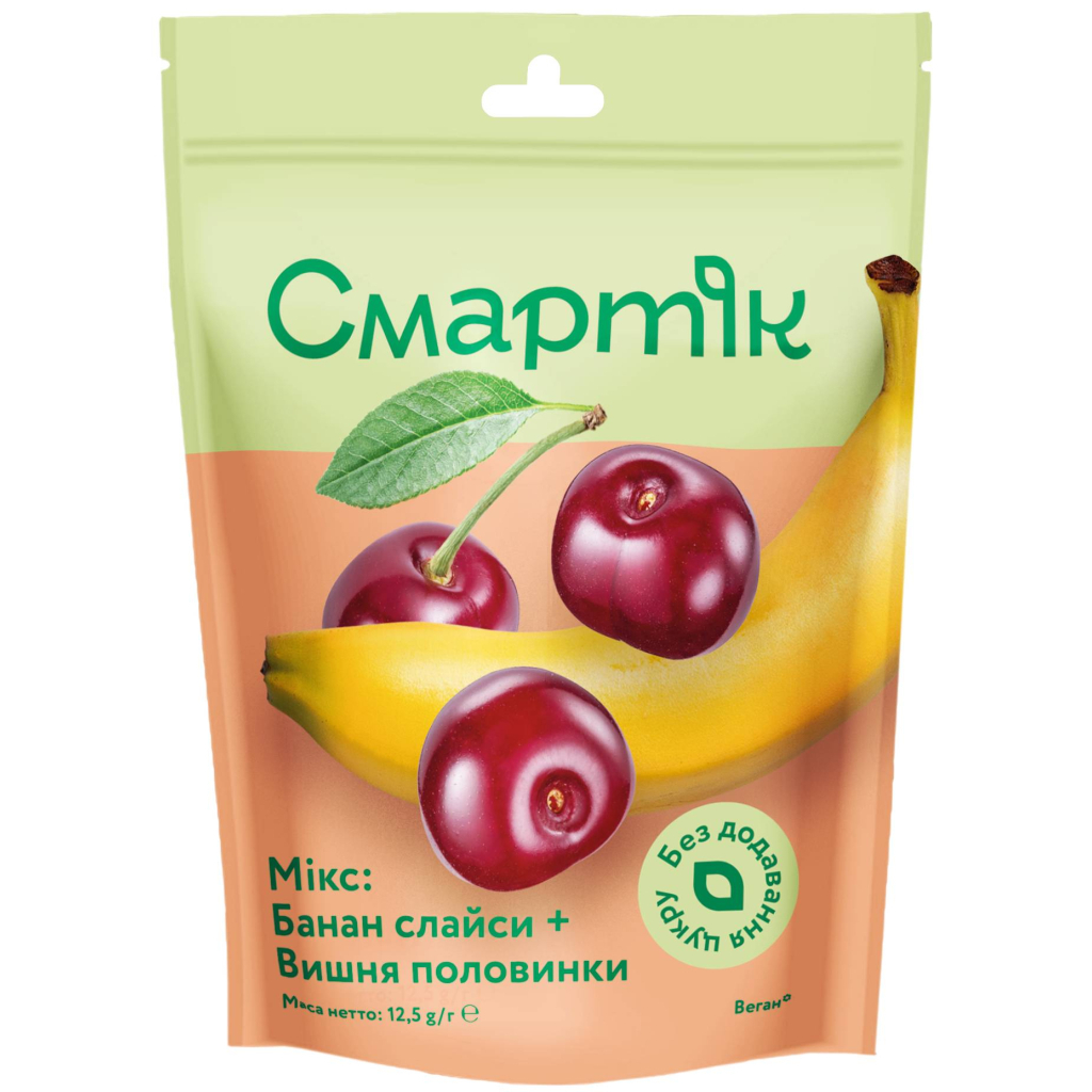 Сухофрукти Смартік Мікс Банан слайси + Вишня половинки 12.5 г (1600075) - зображення 1