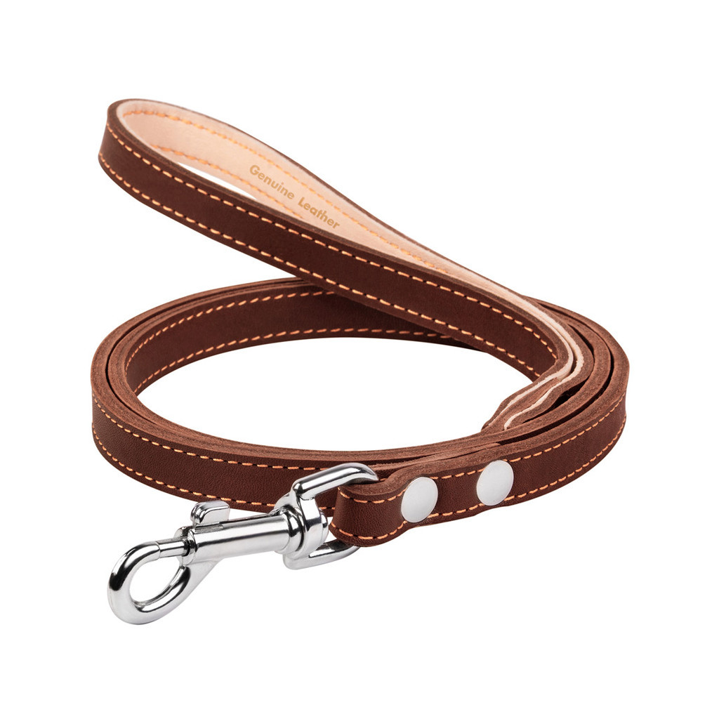 Повідець для собак Collar подвійний з прошивкою Ш 25 мм Д 122 см коричневий (04826) - зображення 1