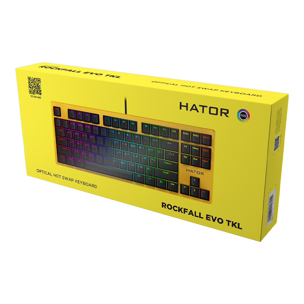 Клавіатура Hator Rockfall EVO TKL Kailh Optical Yellow (HTK-632) - зображення 6