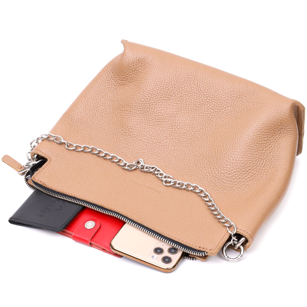 Сумка Grande Pelle З натуральної шкіри Бежева (11696) - зображення 9