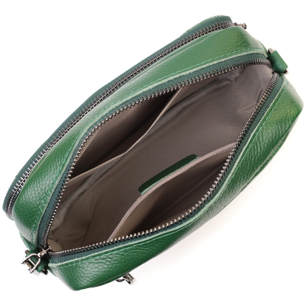 Сумка Vintage Жіноча прошита ромбами на лицьовій стороні з натуральної шкіри Зелена (22635) - зображення 9