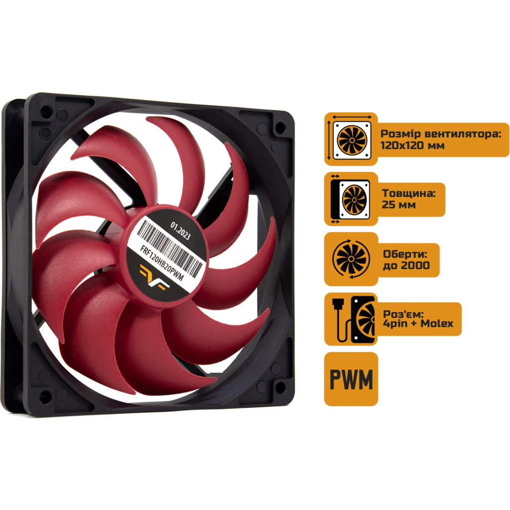 Кулер до корпусу Frime FRF120HB20PWM - зображення 2