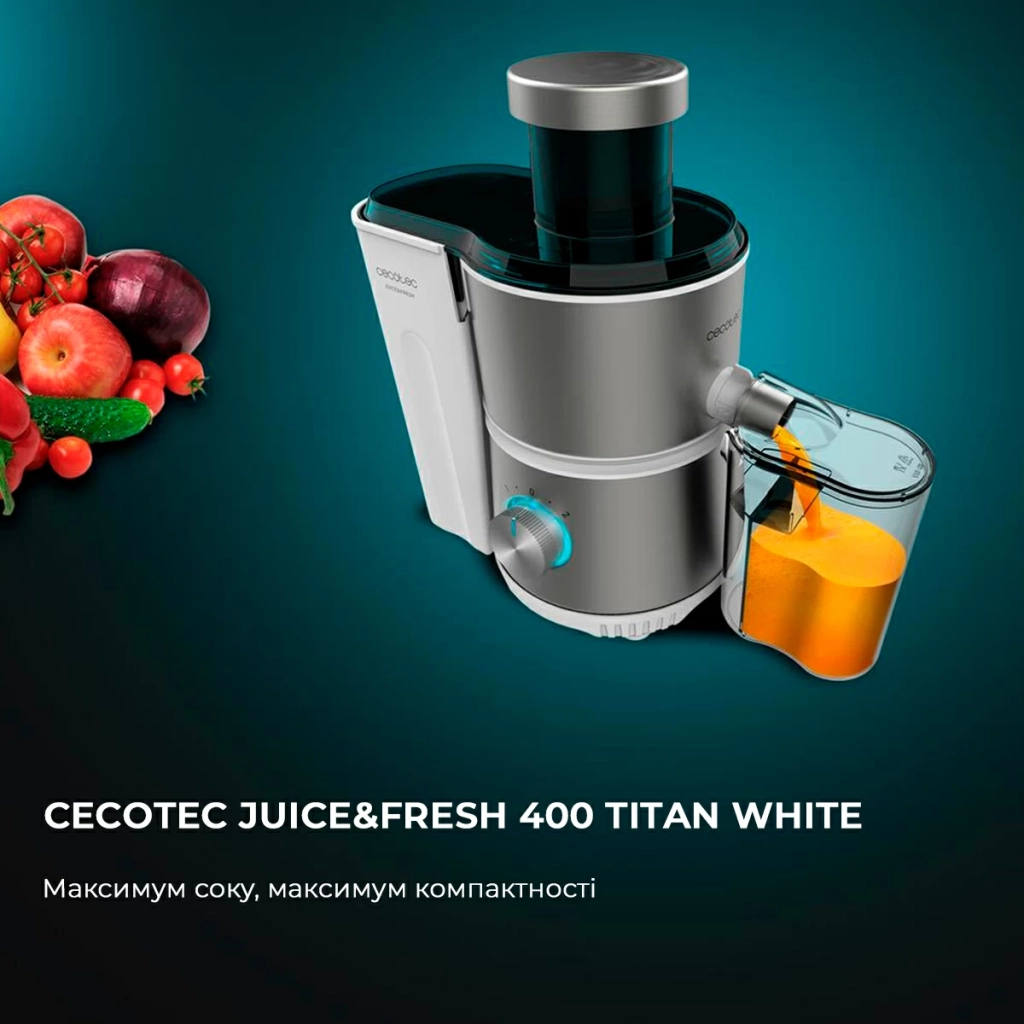 Соковижималка Cecotec Juice&Fresh 400 Titan White (CCTC-04154) - зображення 2