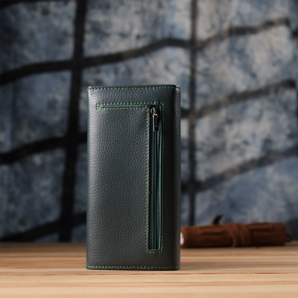 Гаманець ST Leather З натуральної шкіри Зелений (23086) - зображення 10