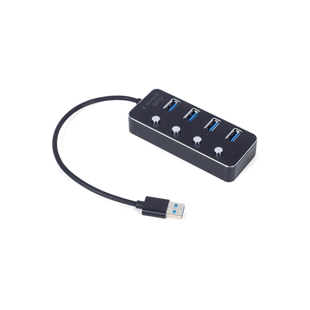 Концентратор Gembird USB 3.0 4 ports switch black (UHB-U3P4P-01) - зображення 1