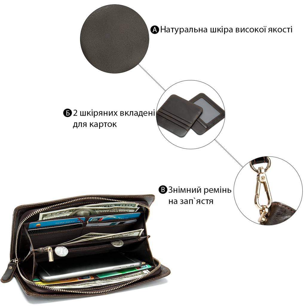 Сумка Vintage З ремінцем на руку Коричнева (14940) - зображення 5