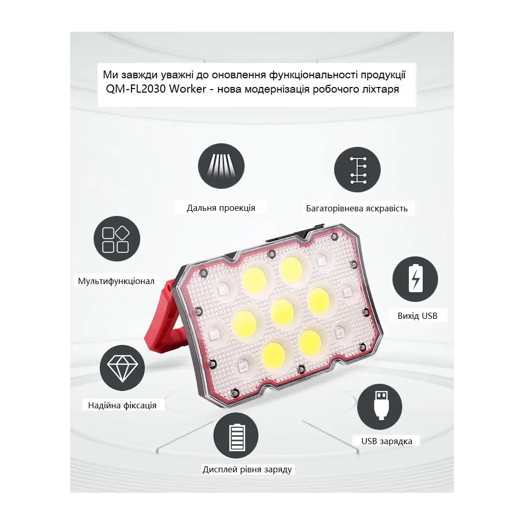 Ліхтар Quantum worklight Worker 15W COB+LED з функ Power Bank (QM-FL2030) - зображення 3