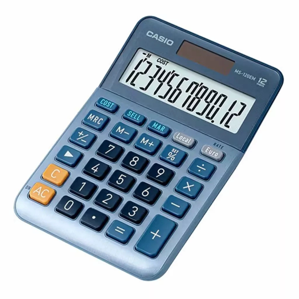 Калькулятор Casio MS-120EM-W-EP, блакитний (CALC-CAS-MS-120EM-W) - зображення 1