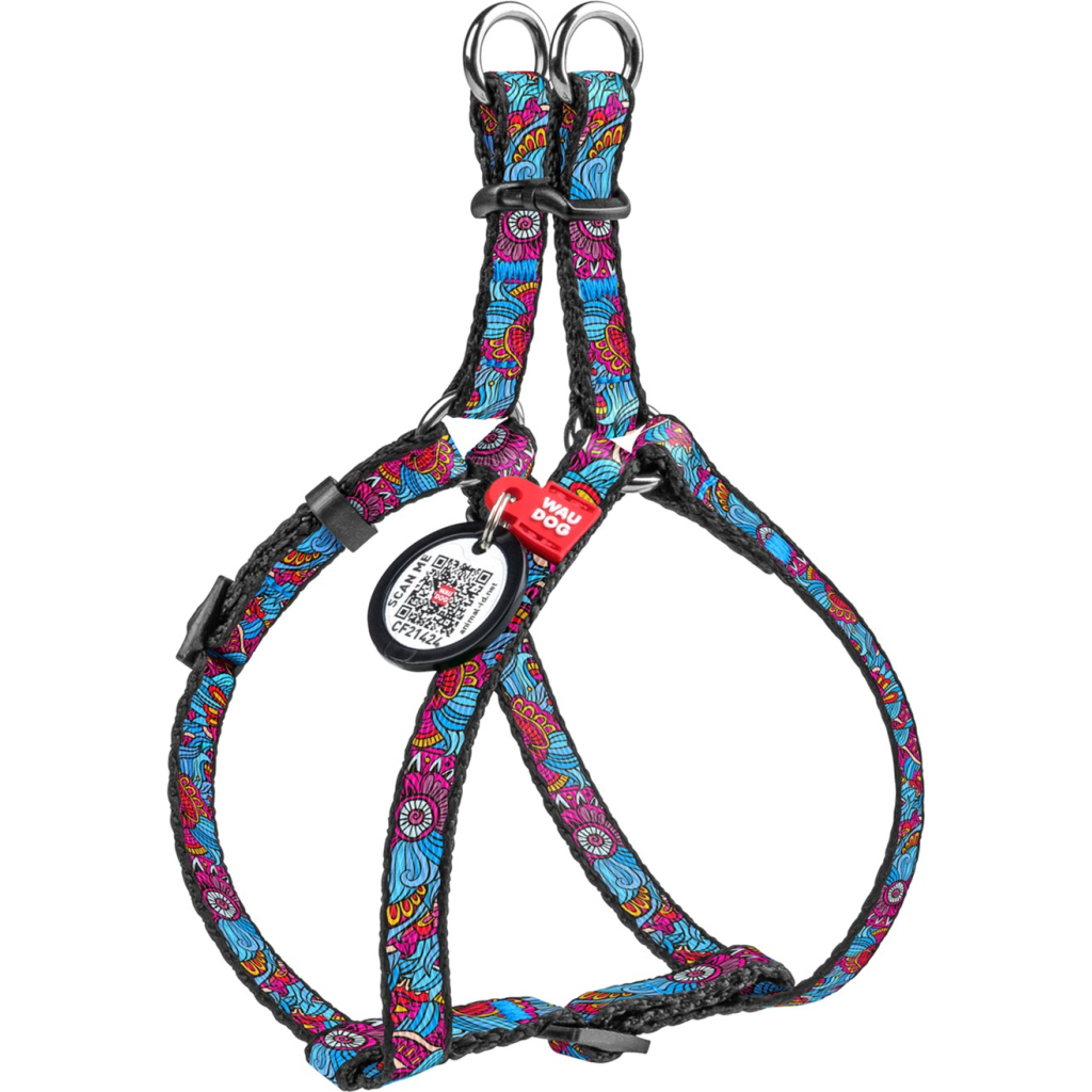 Шлея для собак WAUDOG Nylon з QR паспортом анатомічна "Літо" L (4624) - зображення 1