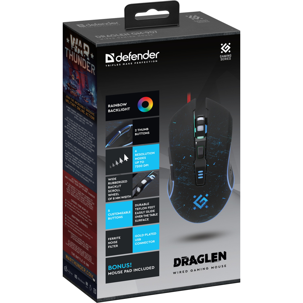 Мишка Defender Draglen GM-907 RGB USB Black (52907) - зображення 4
