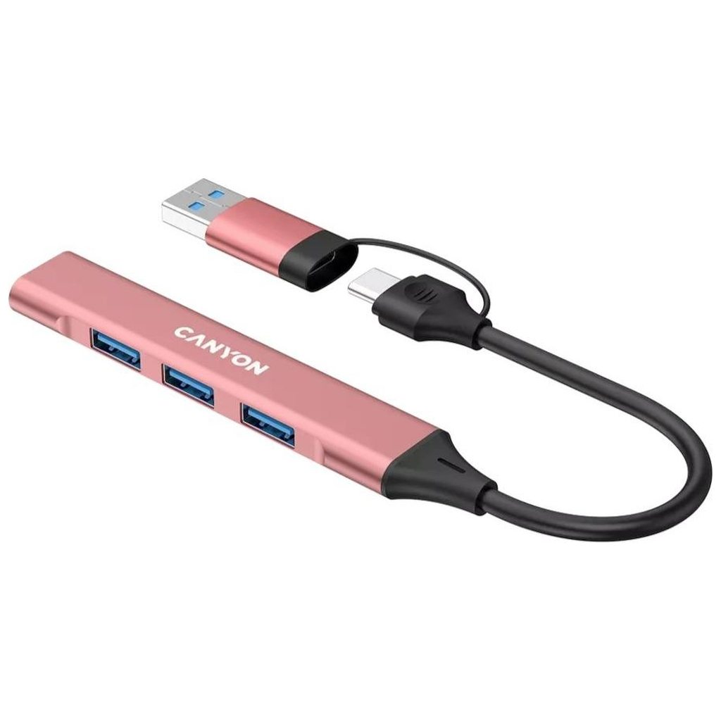 Концентратор Canyon hub DS-02 4in1 USB-A/C Pink (CNS-TDS02P) - зображення 2