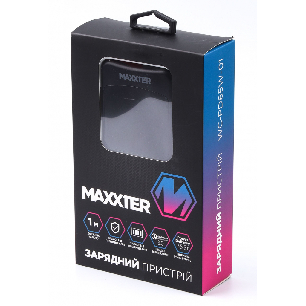 Зарядний пристрій Maxxter 1USB-A + 2USB-C (PD 65W+PD 18W + QC 3.0) (WC-PD65W-01) - зображення 5