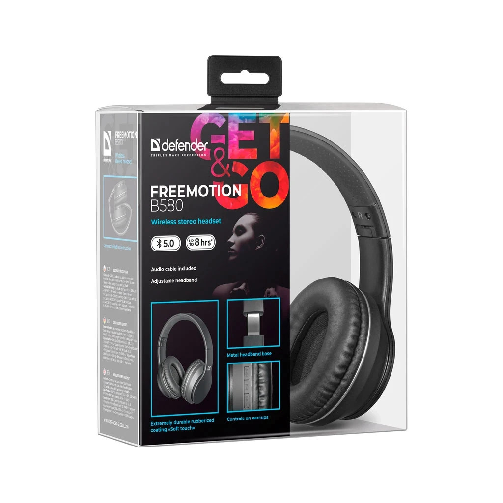 Навушники Defender FreeMotion B580 Bluetooth Black (63580) - зображення 10
