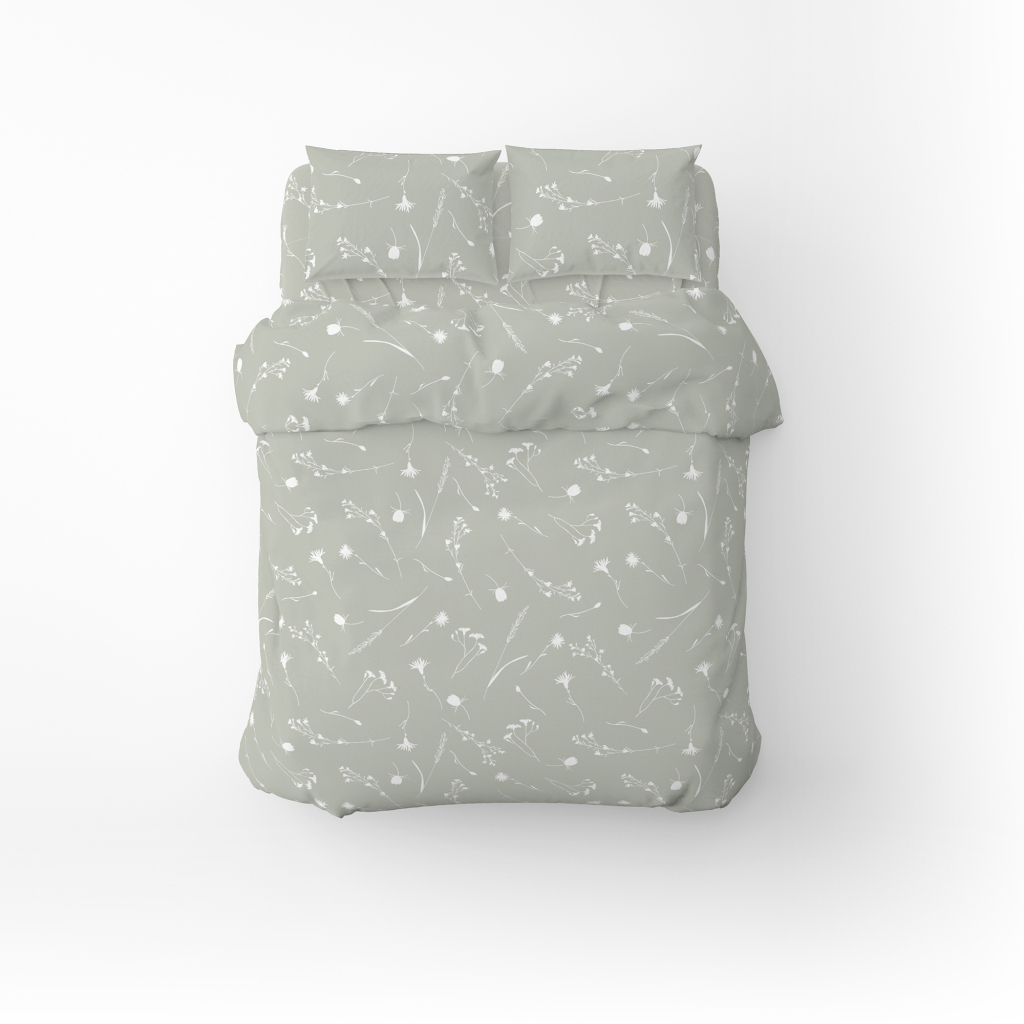 Постільна білизна Home Line Волошки білі на сірому бязь полуторна (174439) - зображення 1