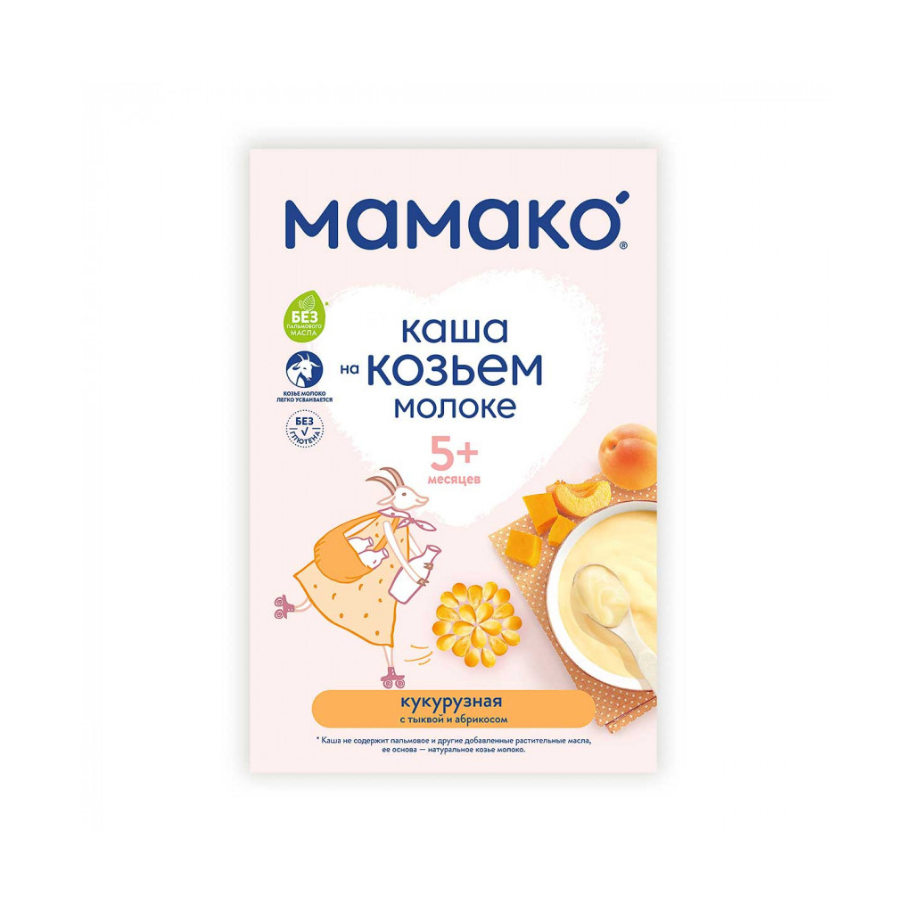 Дитяча каша MAMAKO кукурудзяна з гарбузом і абрикосом на козячому молоці 200 г (4607088795840) - изображение 4