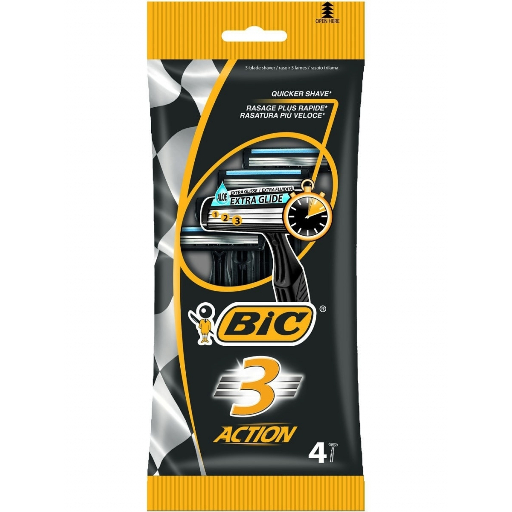 Бритва Bic 3 Action 4 шт. (3086123356566) - зображення 1