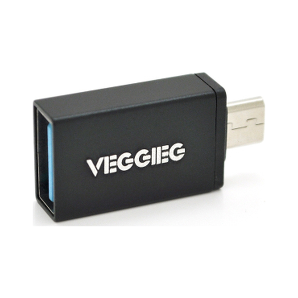 Перехідник USB 2.0 AF to Micro 5P M OTG black VEGGIEG (V-OT01) - зображення 1