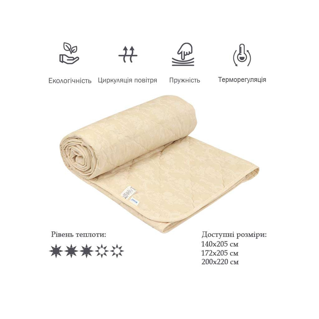 Ковдра Руно Вовняна Комфорт молочна 140х205 см (321.02ШКУ_Молочний) - зображення 3