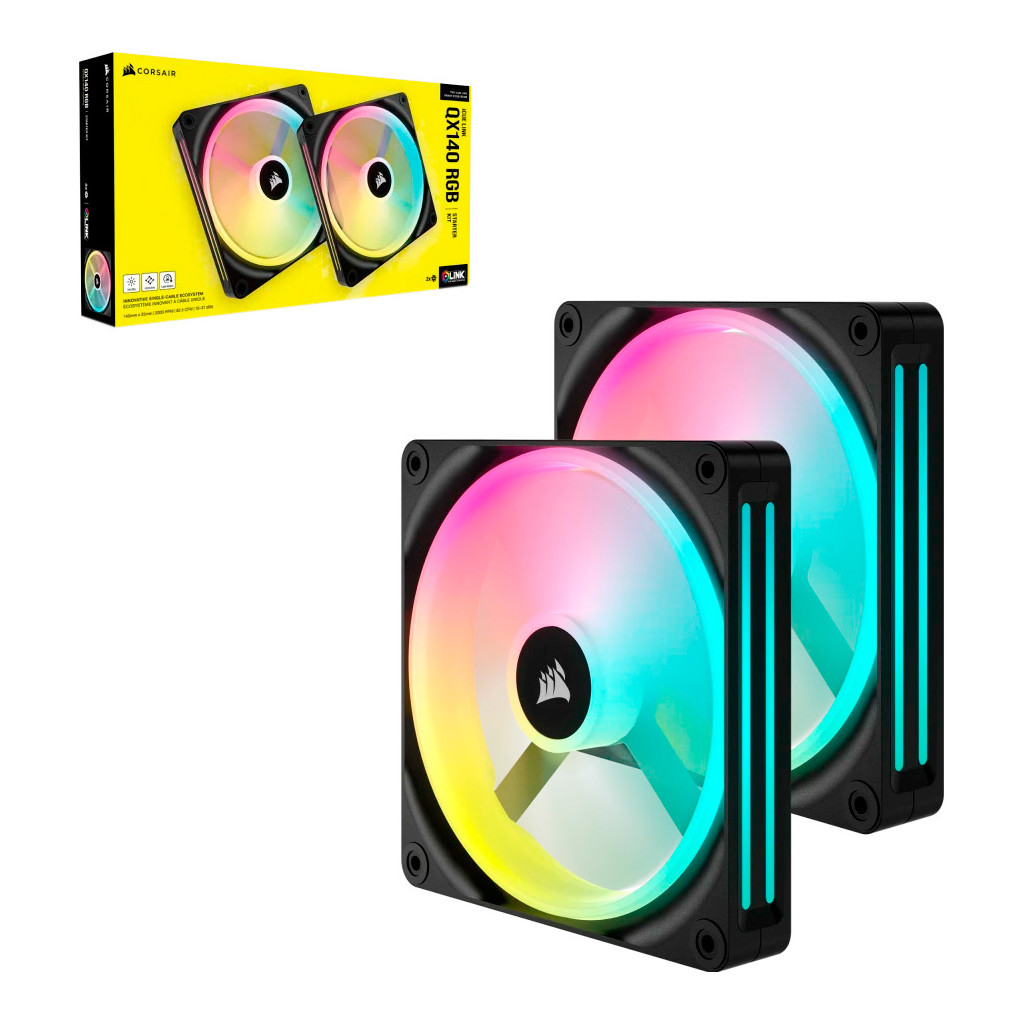 Кулер до корпусу Corsair iCUE Link QX140 RGB PWM PC Fans Starter Kit with iCUE LINK System Hub (CO-9051004-WW) - зображення 9