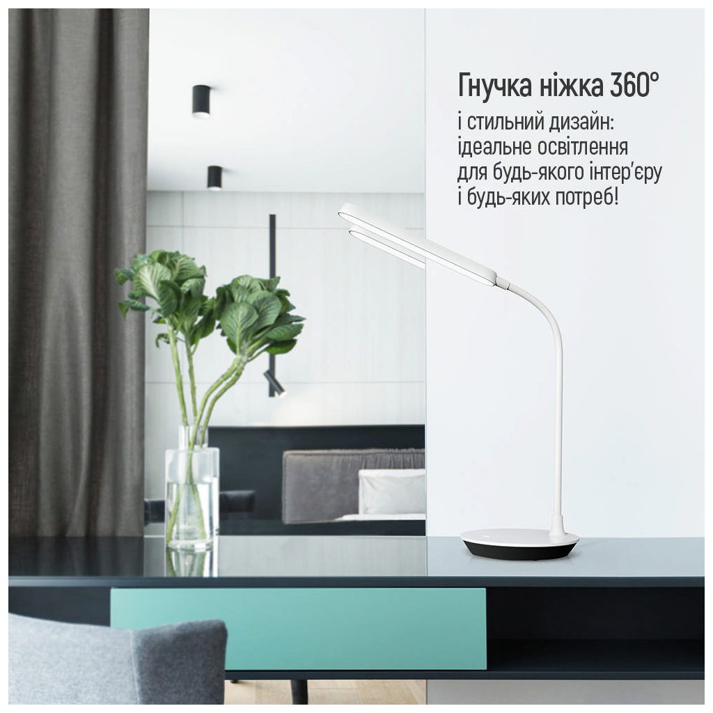 Настільна лампа ColorWay Portable & Flexible 360, 4W, з вбудованим акумулятором 1800 mAh (CW-DL12FB-W) - зображення 11
