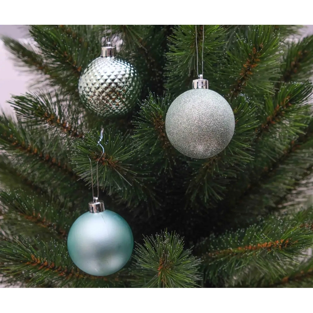 Ялинкова іграшка Chomik пластикові кульки 16 шт, 6 см, мікс бірюзові (5900779832602_1) - зображення 4