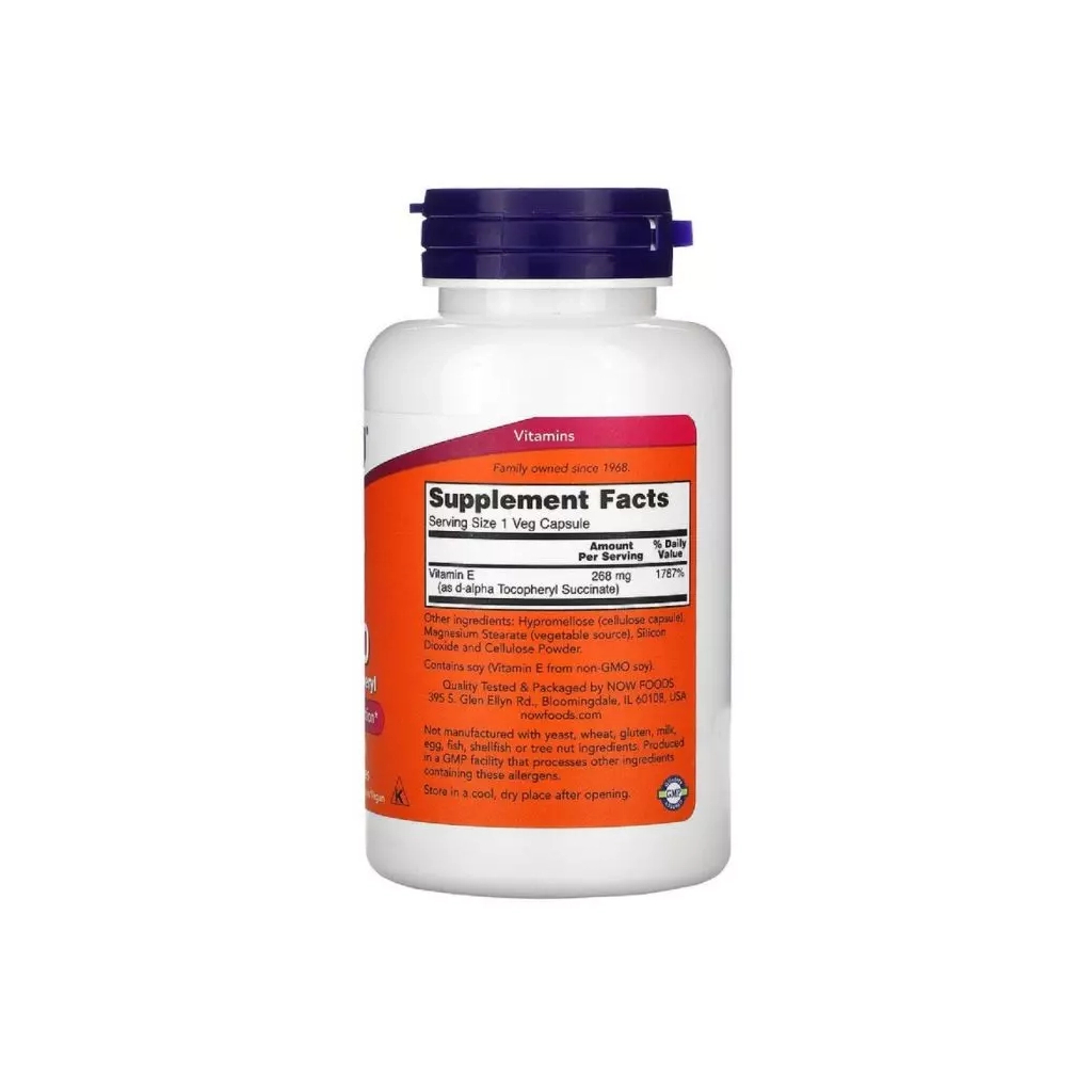 Вітамін Now Foods Вітамін E-400, 400 МО, Vegetarian Dry E-400, 100 вегетаріанських капсул (NOW-00850) - зображення 2