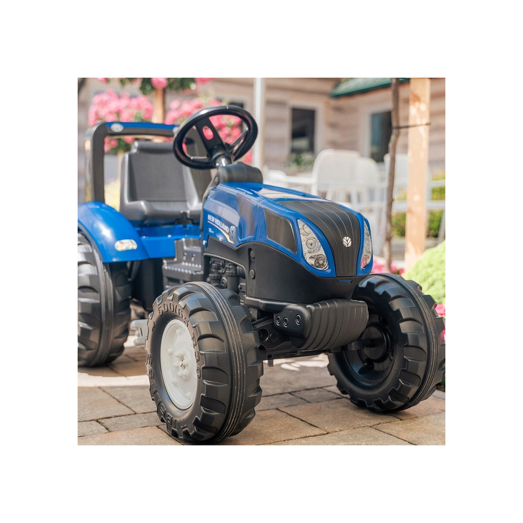 Веломобіль Falk New Holland трактор на педалях з причепом Синій (3090B) - изображение 4