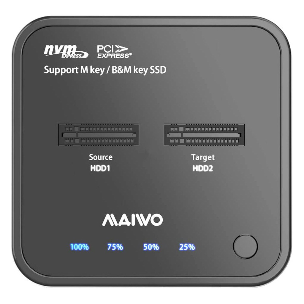 Док-станція для накопичувачів Maiwo 2*NVMe M.2 SSD Key M/B+M USB 3.1 Gen2 Type-C (K3016P) - зображення 2