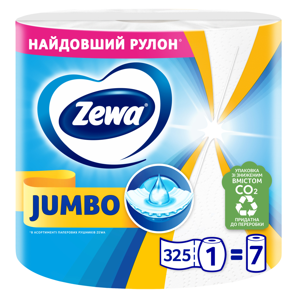 Паперові рушники Zewa Jumbo 1 рулон 325 відривів (7322541191706) - зображення 1