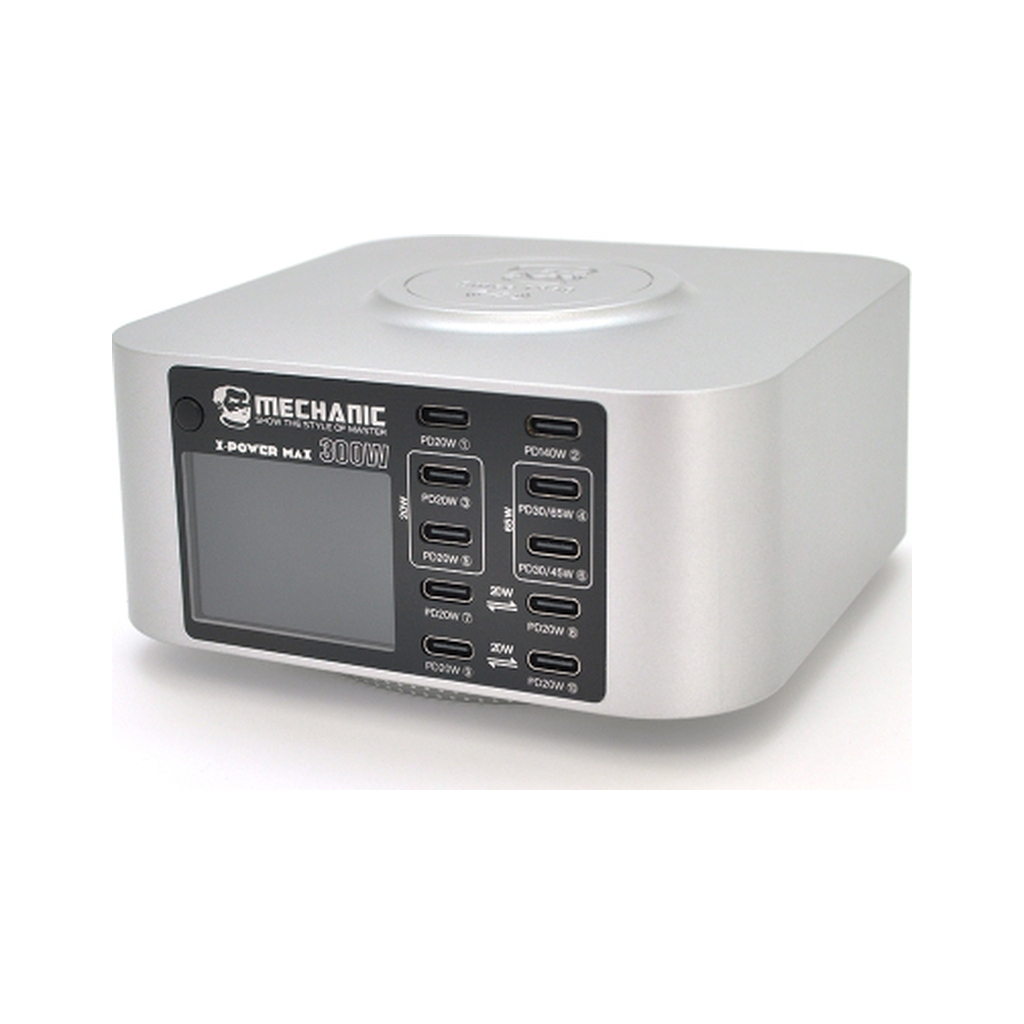 Зарядний пристрій MECHANIC 10xUSB-C PD + Wireless Charging 15W LED indication 300W black (X-Power Max) - зображення 3