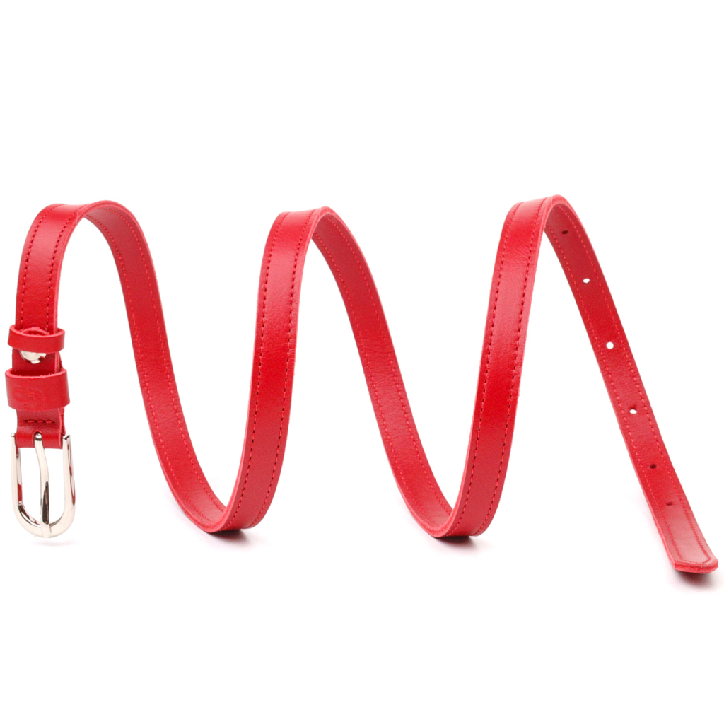 Ремінь Grande Pelle Вузький жіночий з натуральної шкіри Червоний (21440) - зображення 7