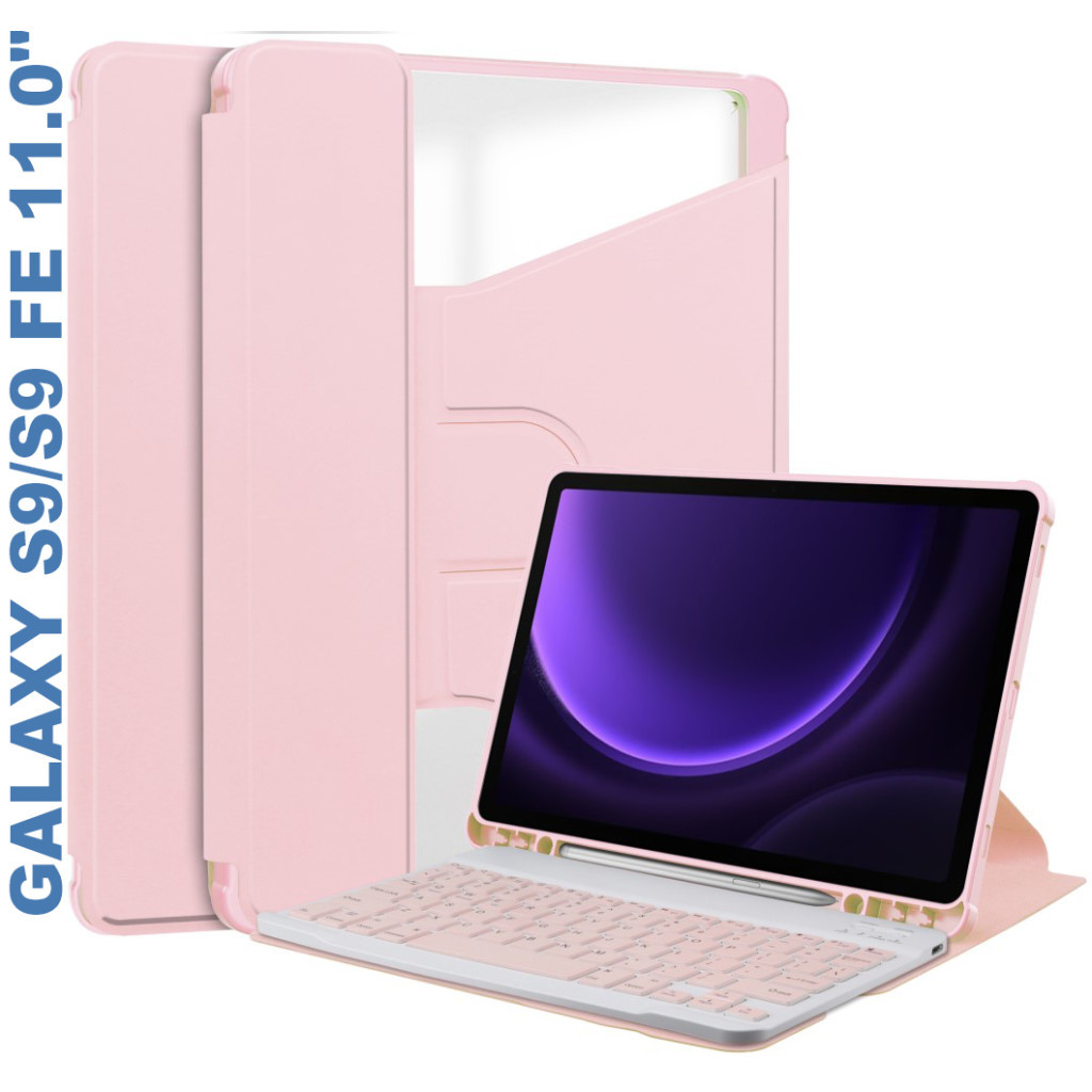 Чохол до планшета BeCover Keyboard 360° Rotatable Samsung Tab S9 (SM-X710/SM-X716)/S9 FE (SM-X510/SM-X516B) 11.0" Pink (710430) - зображення 1
