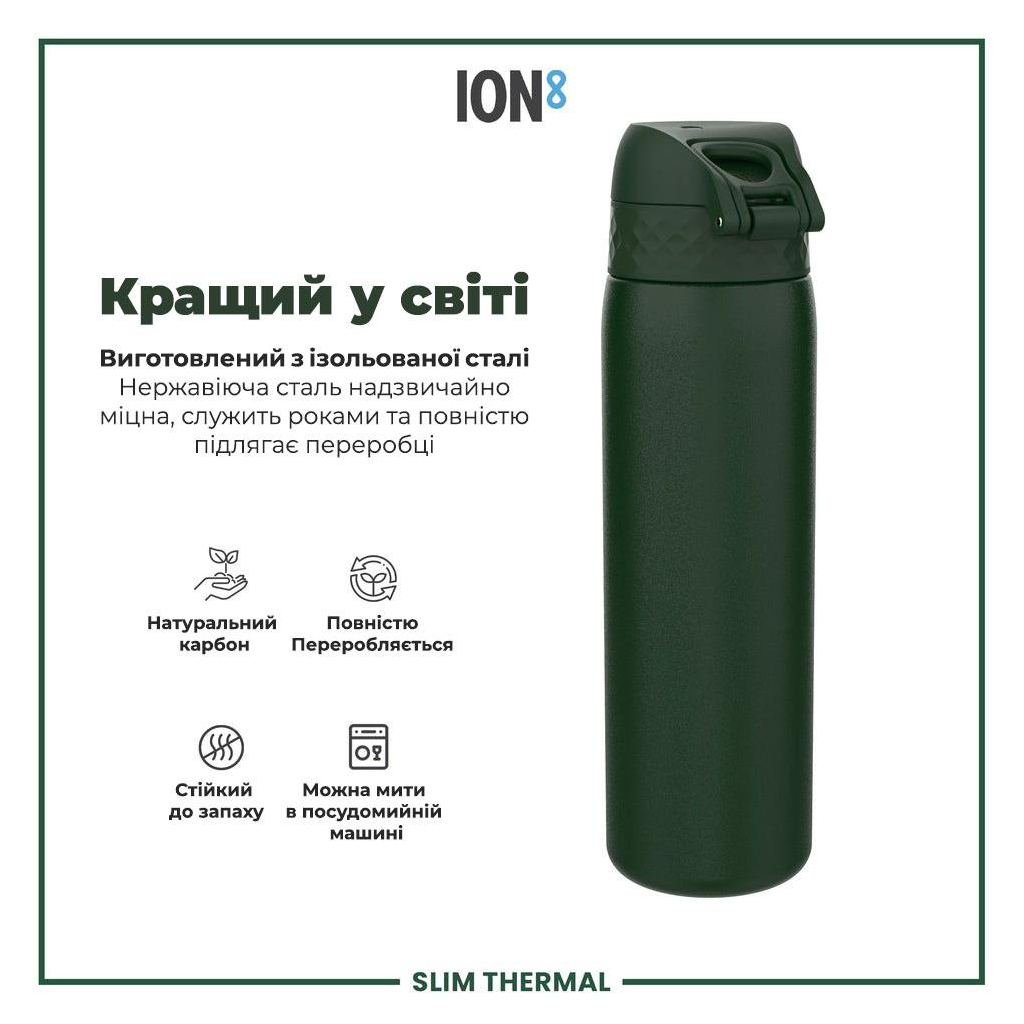 Пляшка для води ION8 OneTouch Vacuum Insulated 500 мл Dark Green (I8TS500DGRE) - зображення 5