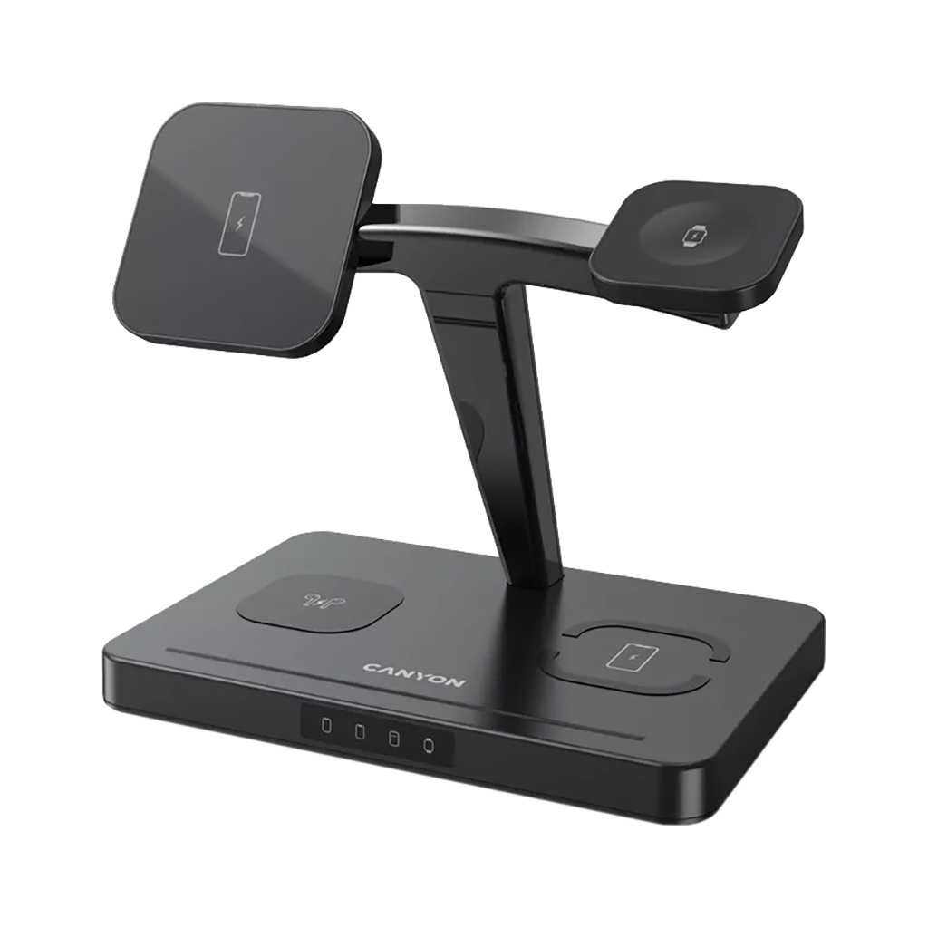 Зарядний пристрій Canyon wireless charger WS-404 15W 4in1 Black (CNS-WCS404) - зображення 1
