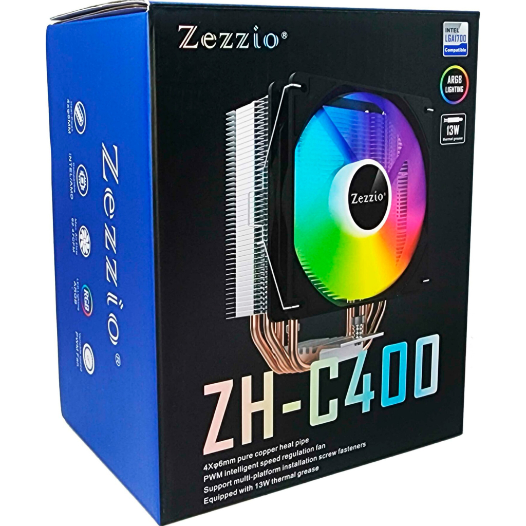 Кулер до процесора Zezzio ZH-C400 V2 ARGB/SRGB Ultra Fan - зображення 6