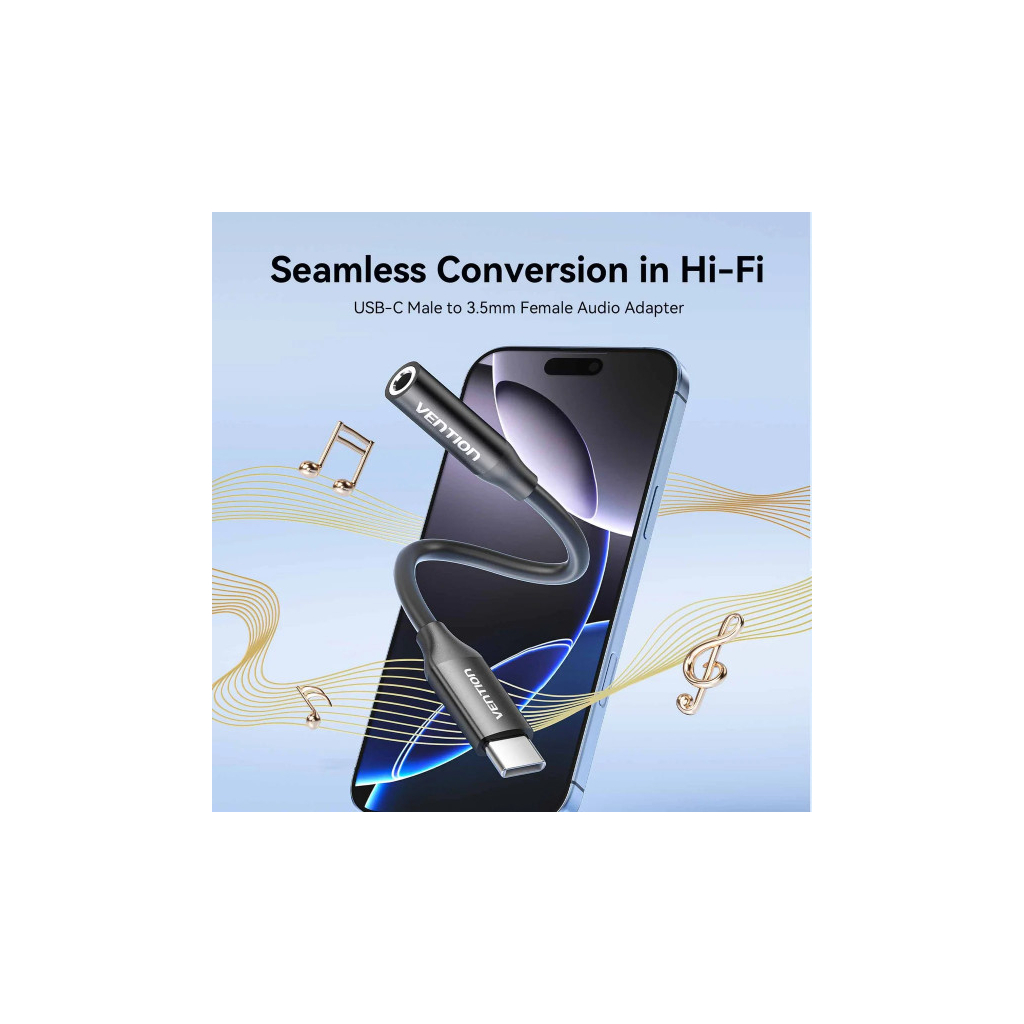 Перехідник USB-C to 3.5mm M black VENTION (BIIBA) - picture 4