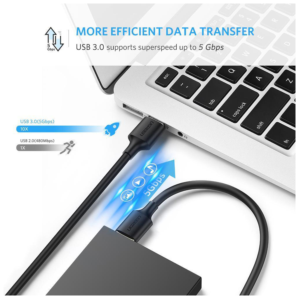 Дата кабель USB 3.0 AM/AM 0.5m US128 black Ugreen (10369) - зображення 4