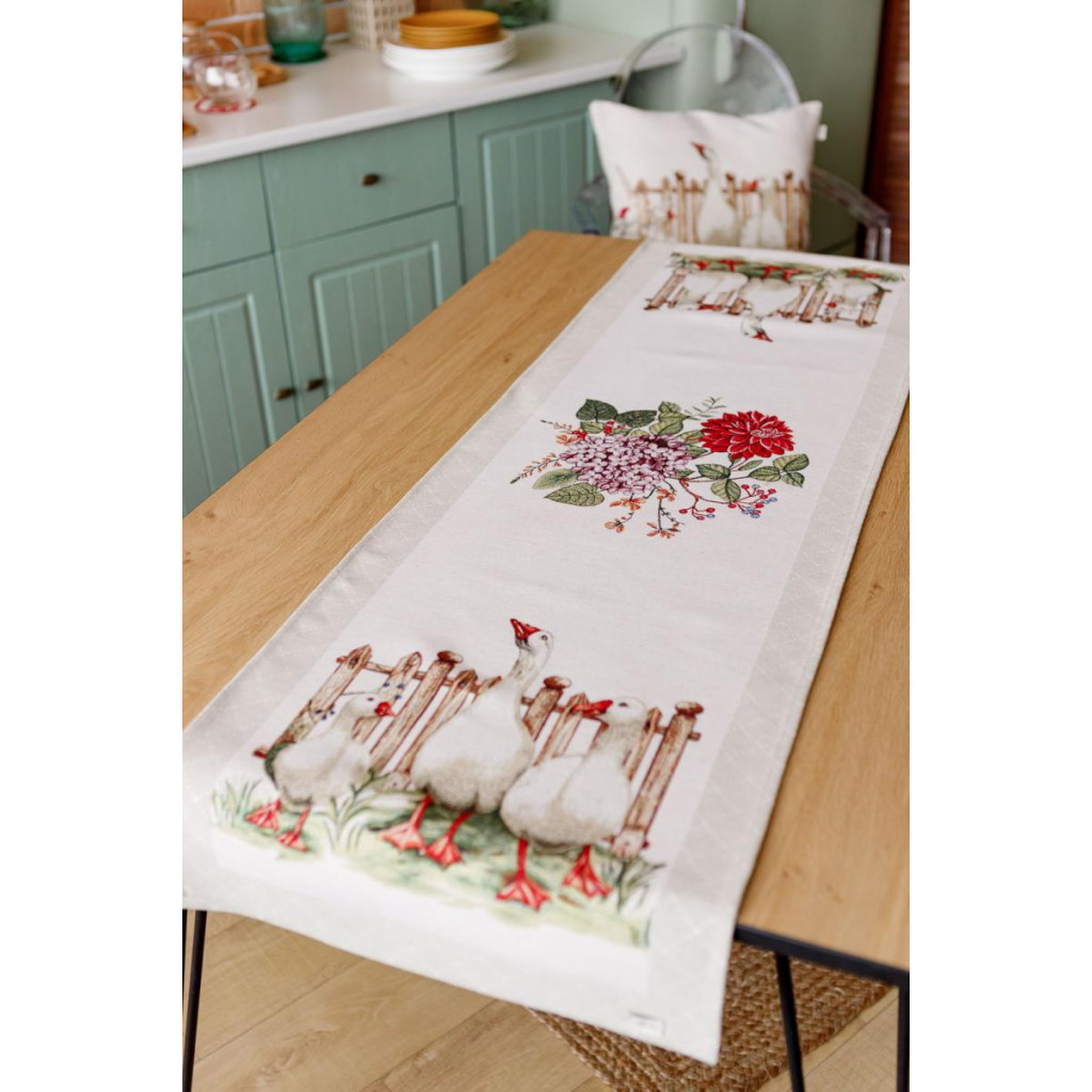Доріжка на стіл Прованс гобеленова Велекодня Гуси 35х100 см (034161) - зображення 2