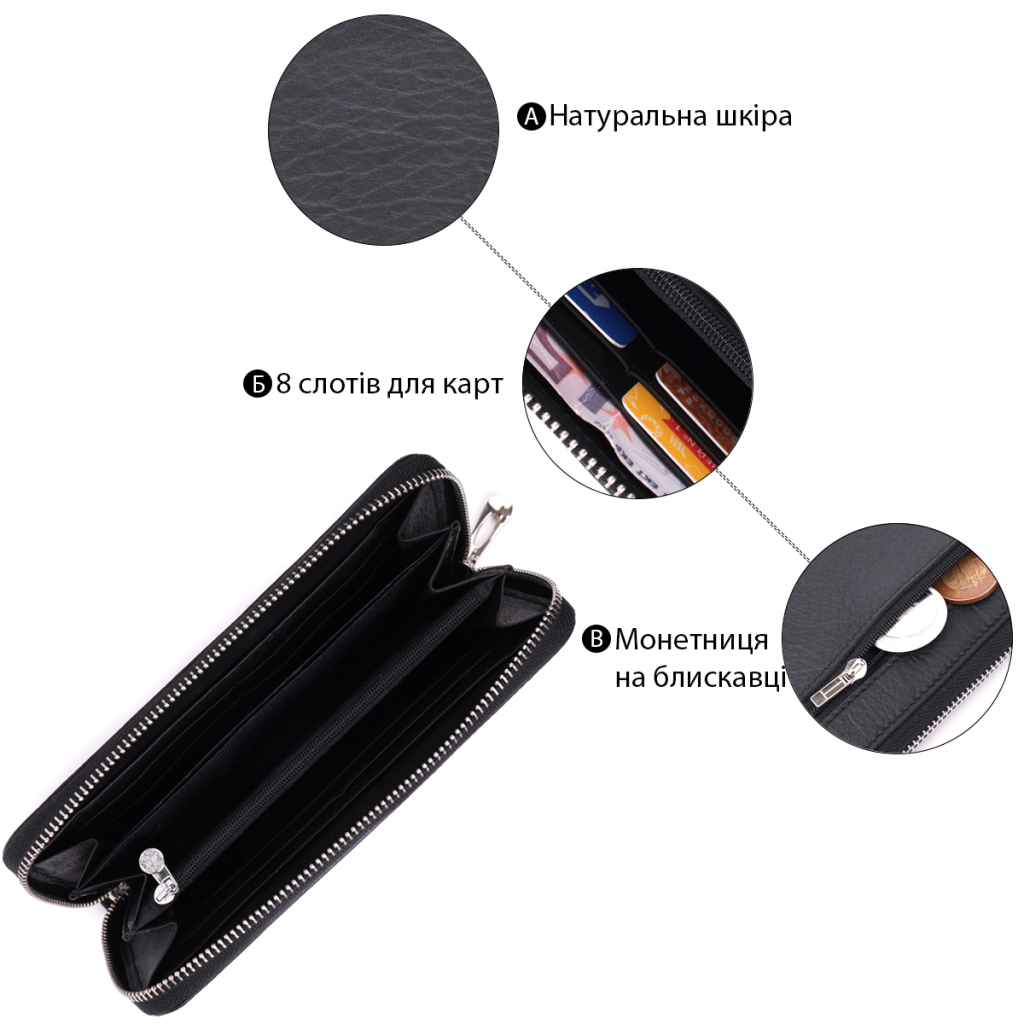 Гаманець ST Leather З натуральної шкіри Чорний (22562) - зображення 4