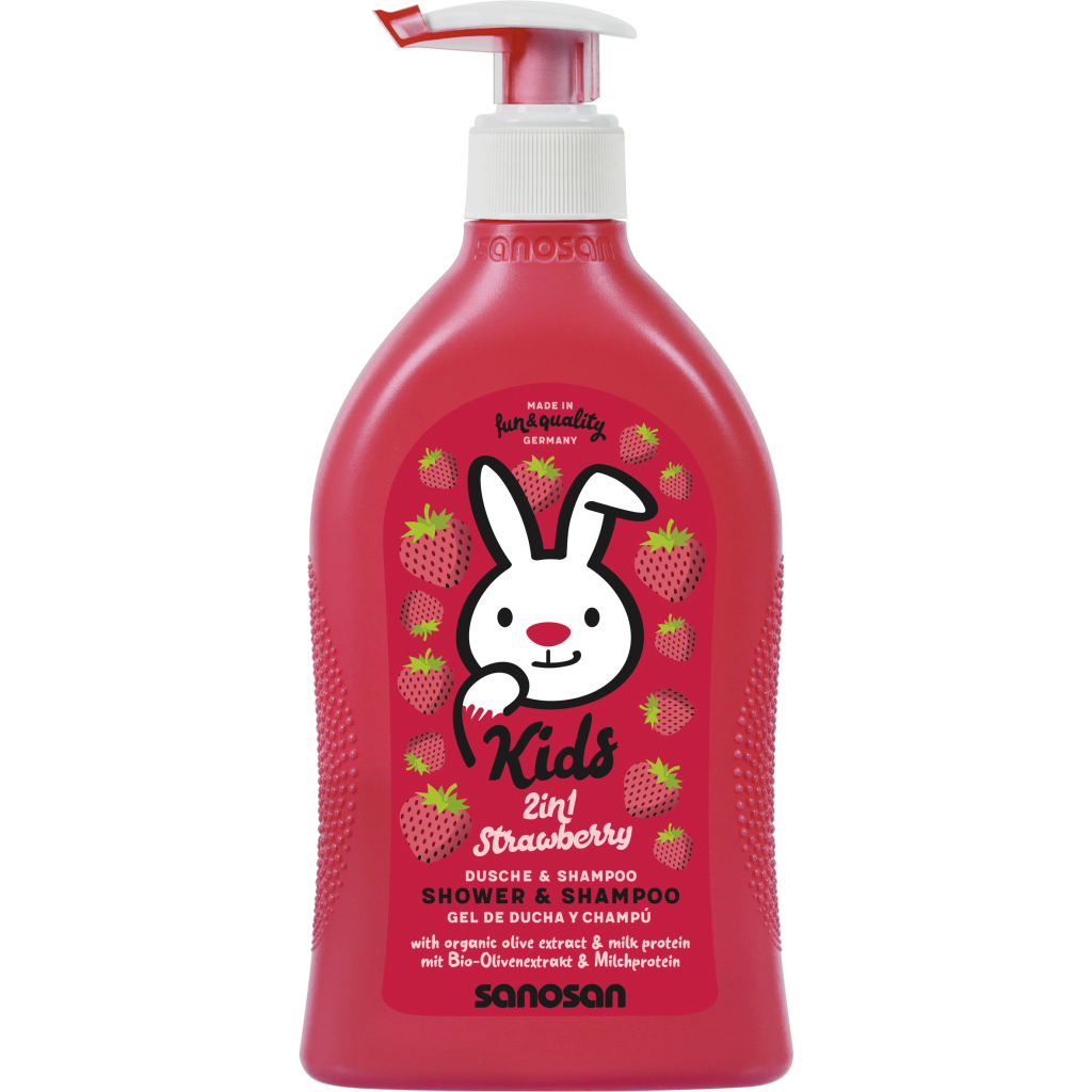 Дитячий шампунь Sanosan Kids з ароматом полуниці 400 мл (4003583212880) - зображення 1