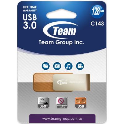 USB флеш накопичувач Team 128GB C143 Brown USB 3.0 (TC1433128GN01) - зображення 2
