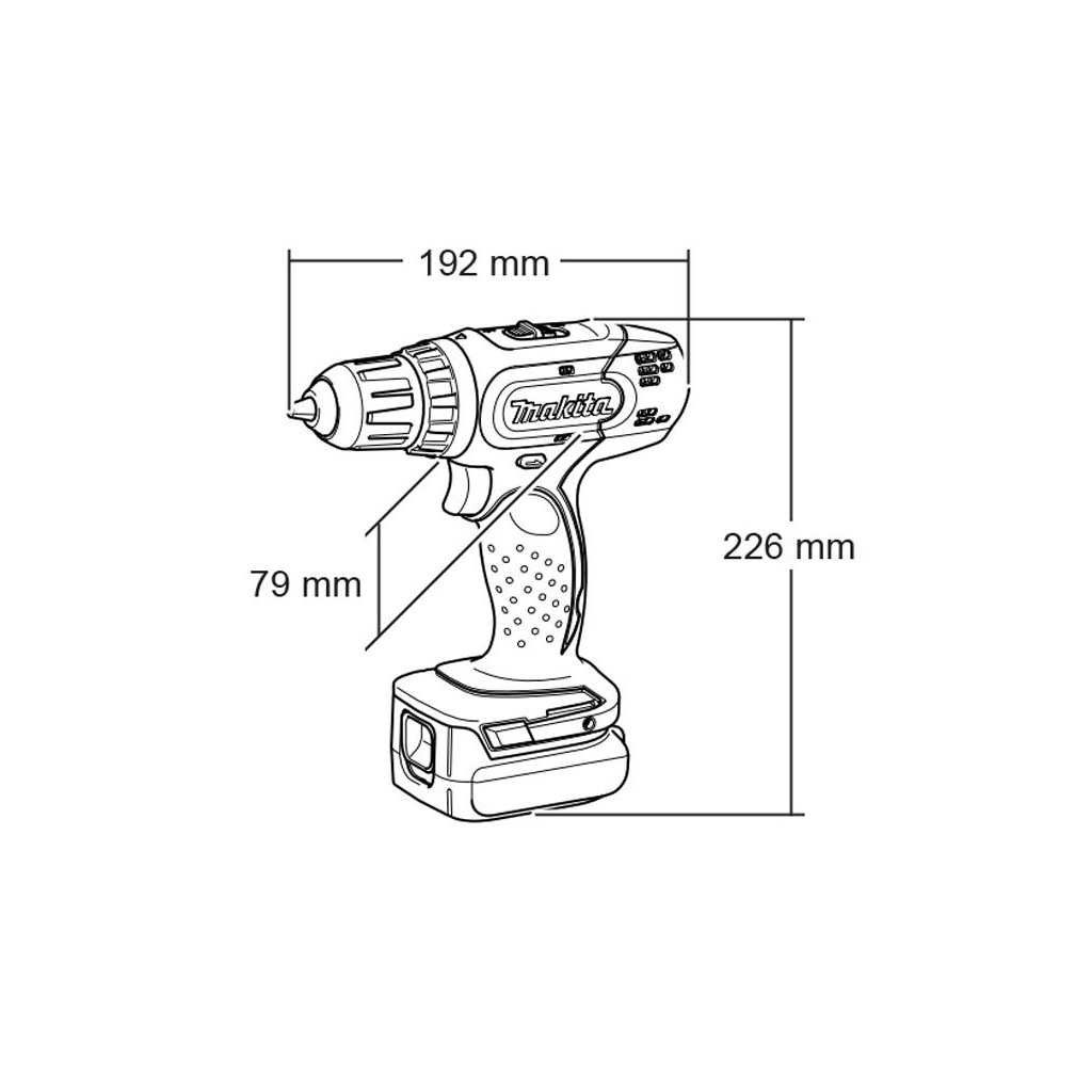 Шуруповерт Makita 14,4В, 1,3Аг х 2шт, DC18SD, кейс, 36/20 Нм (DDF343SHE) - зображення 2