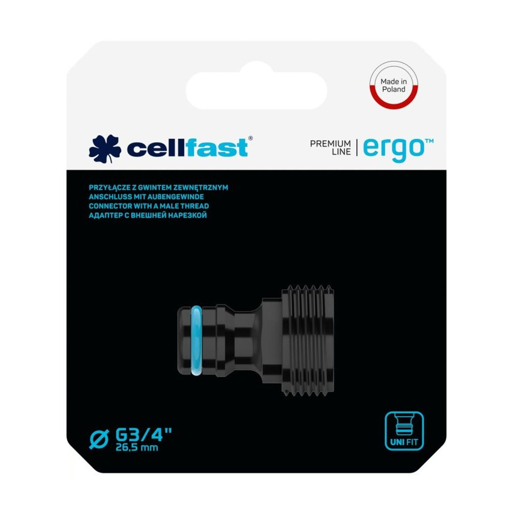 Конектор для шланга Cellfast для крана ERGO 3/4' із зовнішнім різьбленням (блістер) (53-235) - изображение 2