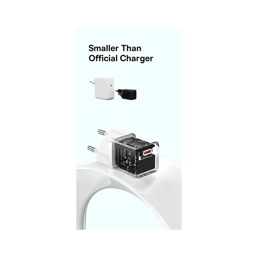 Зарядний пристрій Baseus GaN5 Fast Charger USB-C 30W + Cable 1.0m Type-C 100W white (P10110902213-00) - зображення 10