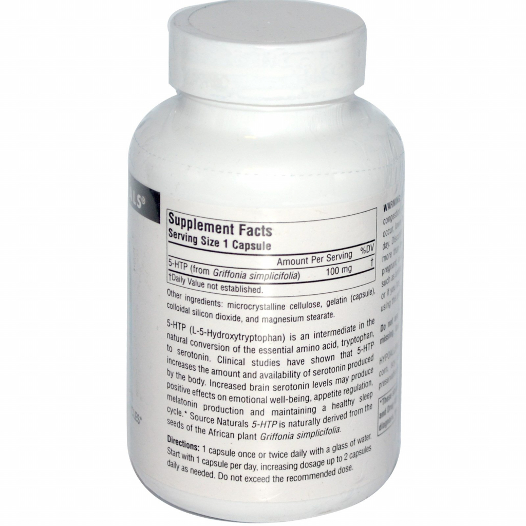 Амінокислота Source Naturals 5-HTP (гідроксітріптофан), 100мг, Serene Science, 60 капсул (SN1695) - зображення 2