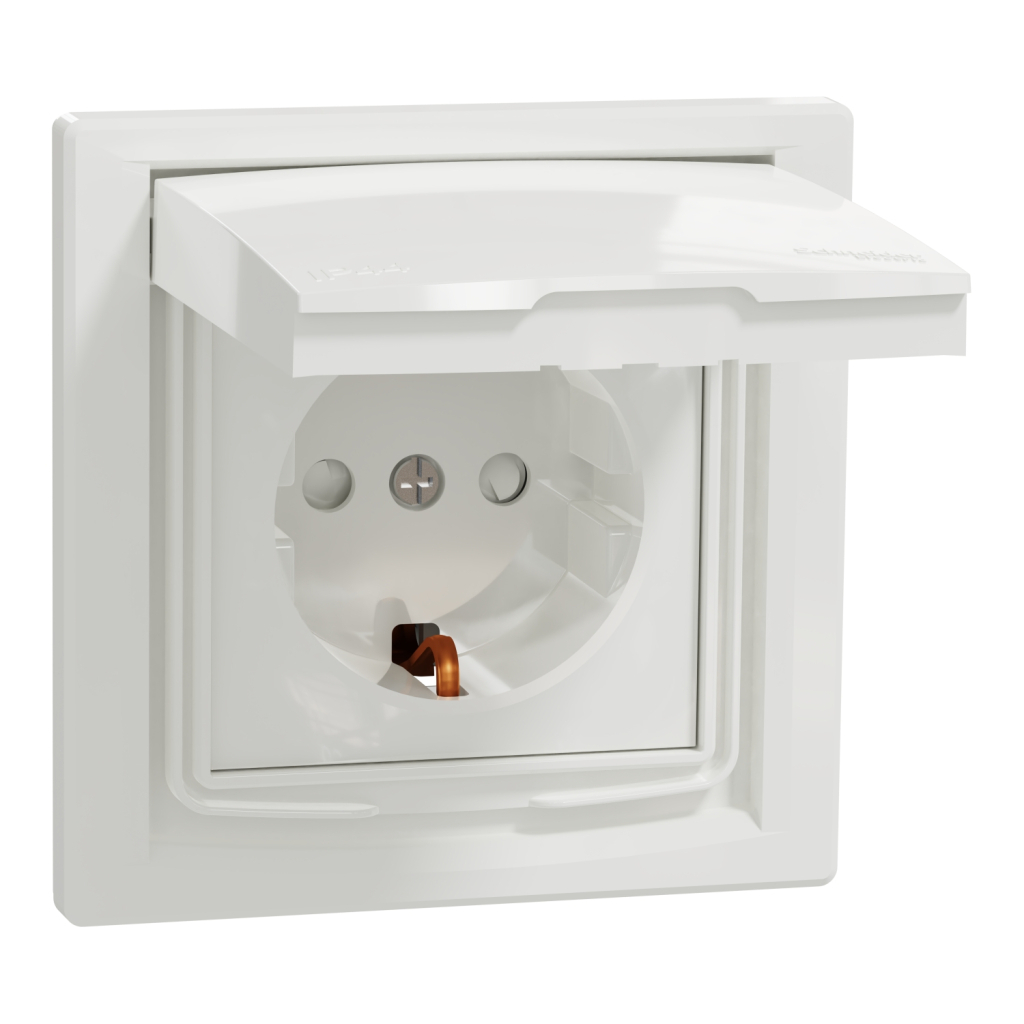 Розетка Schneider Electric ASFORA з кришкою IP44, біла (EPH3100321) - изображение 2